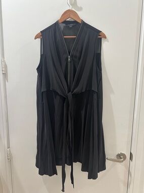 All Saints Black Draped Tie-Front Vest